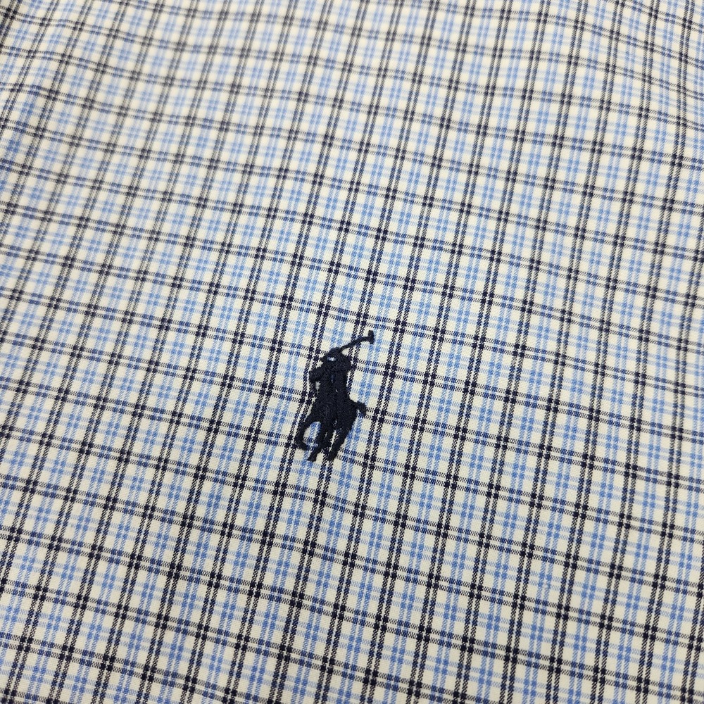 Polo Ralph Lauren Yarmouth Mens 16.5 32/33 Button Shirt Long Sleeve Blue Check - Picture 2 of 9